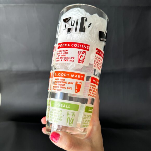 Glass Vintage Cocktail Shaker w/Recipes - Picture 4 of 14